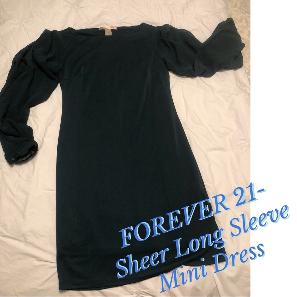 Forever 21 Hunter Green Mini w/ Sheer Sleeves
